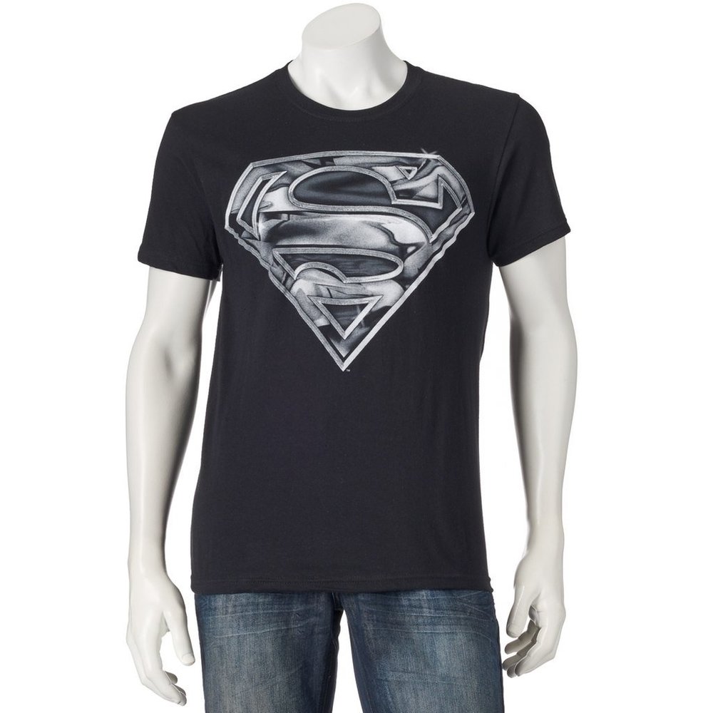 New! Superman DC Comics Metal Chrome Shield Logo T-Shirt - Men's S M L